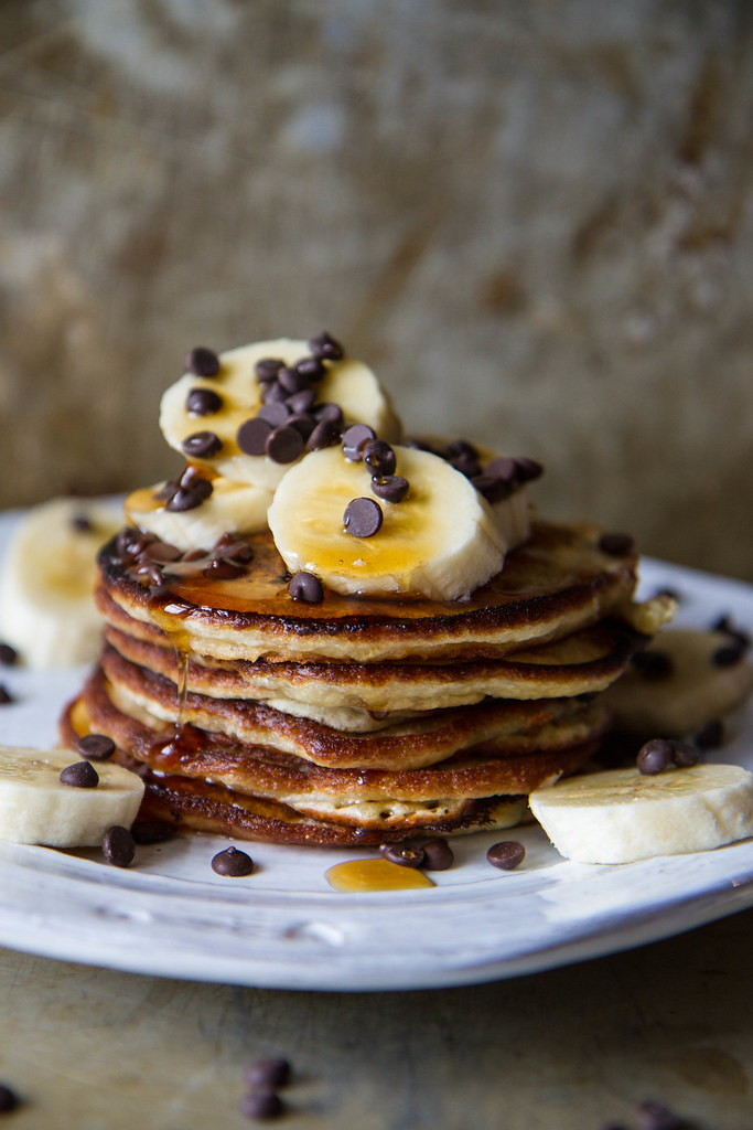 Banana Chocolate Chip Pancakes, vegan and gluten free