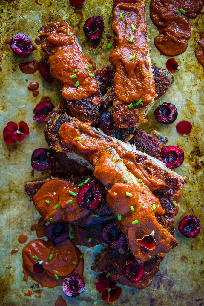 Ribs with Cherry Jalapeno BBQ Sauce