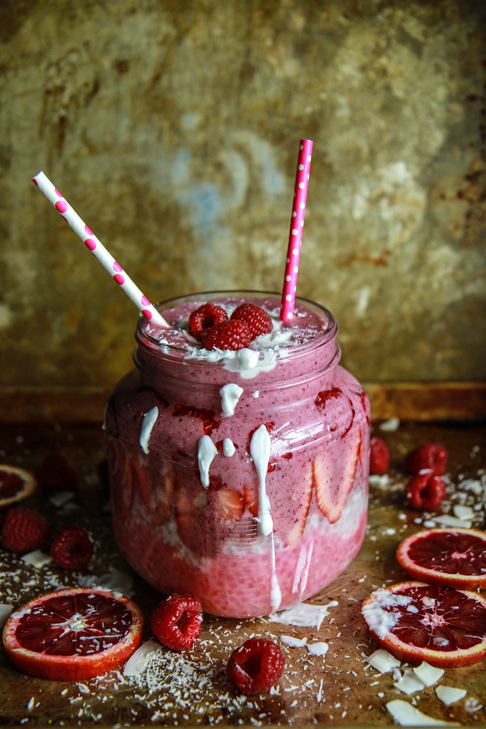 Blood Orange Coconut Tapioca and Mixed Berry Parfait (Vegan) from heatherchristou.com