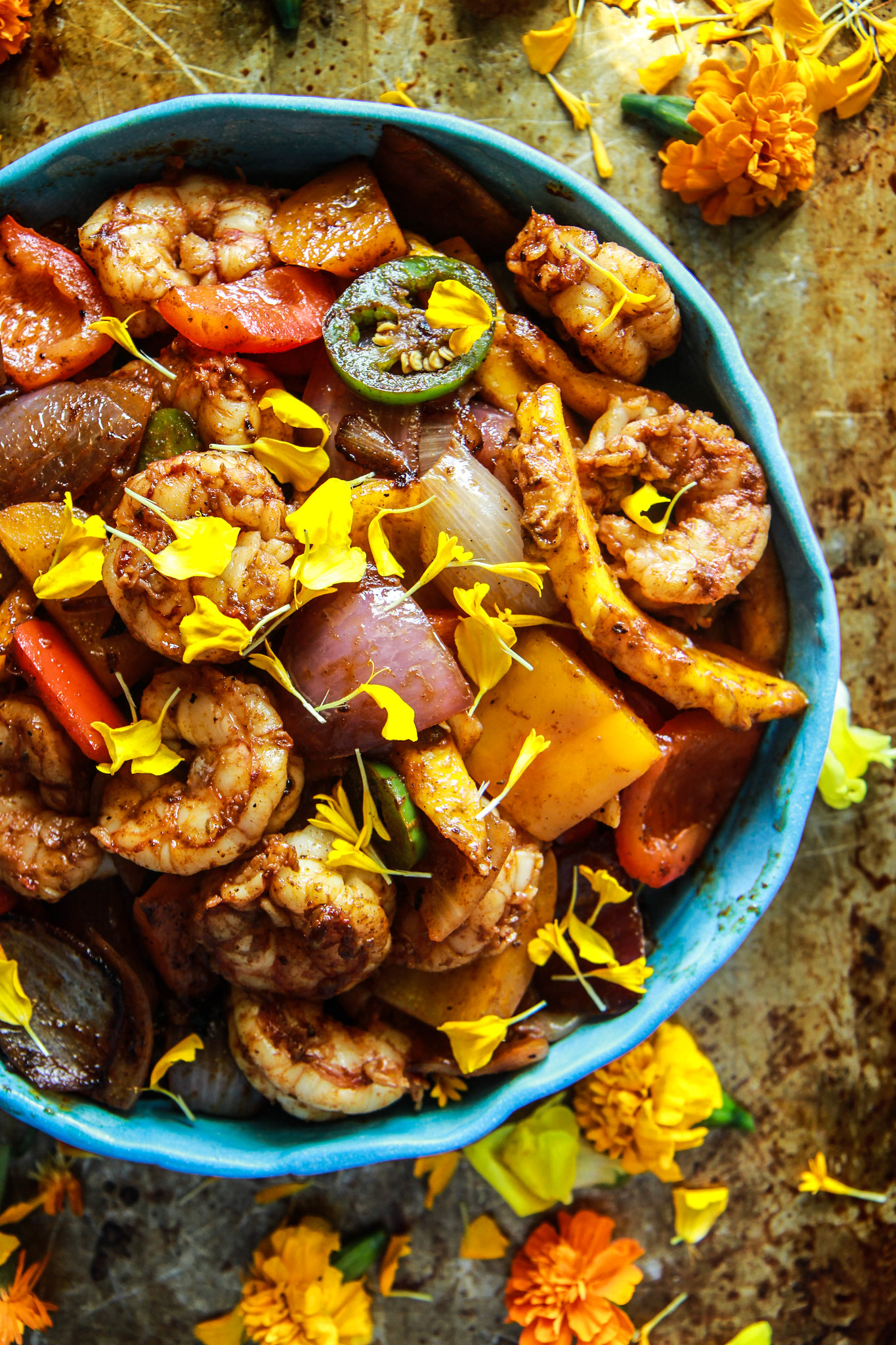 Chili Mango Shrimp Stir Fry from heatherchristou.com