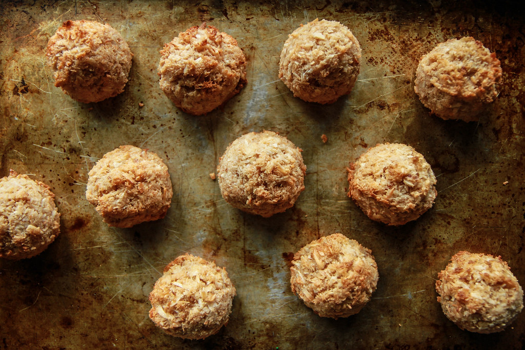 Vegan Chocolate Dipped Toasted Coconut Macaroons from heatherchristou.com