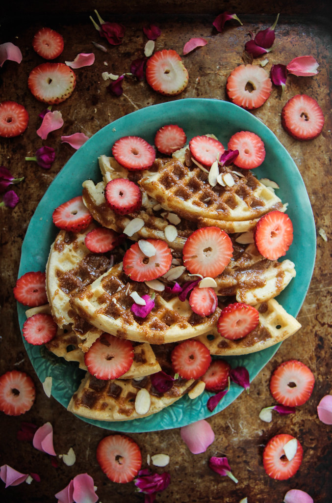 Waffles with Coffee Almond Syrup (Gluten Free and Vegan) from heatherchristou.com