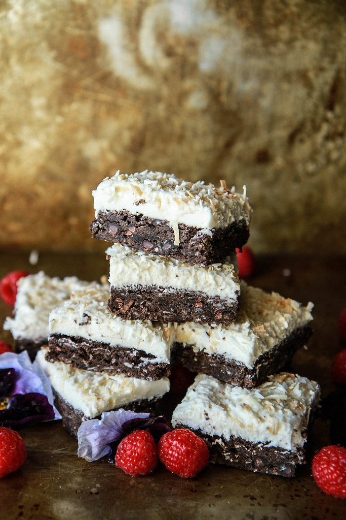 Coconut Fudge Brownies- Vegan and Gluten Free from heatherchristou.com