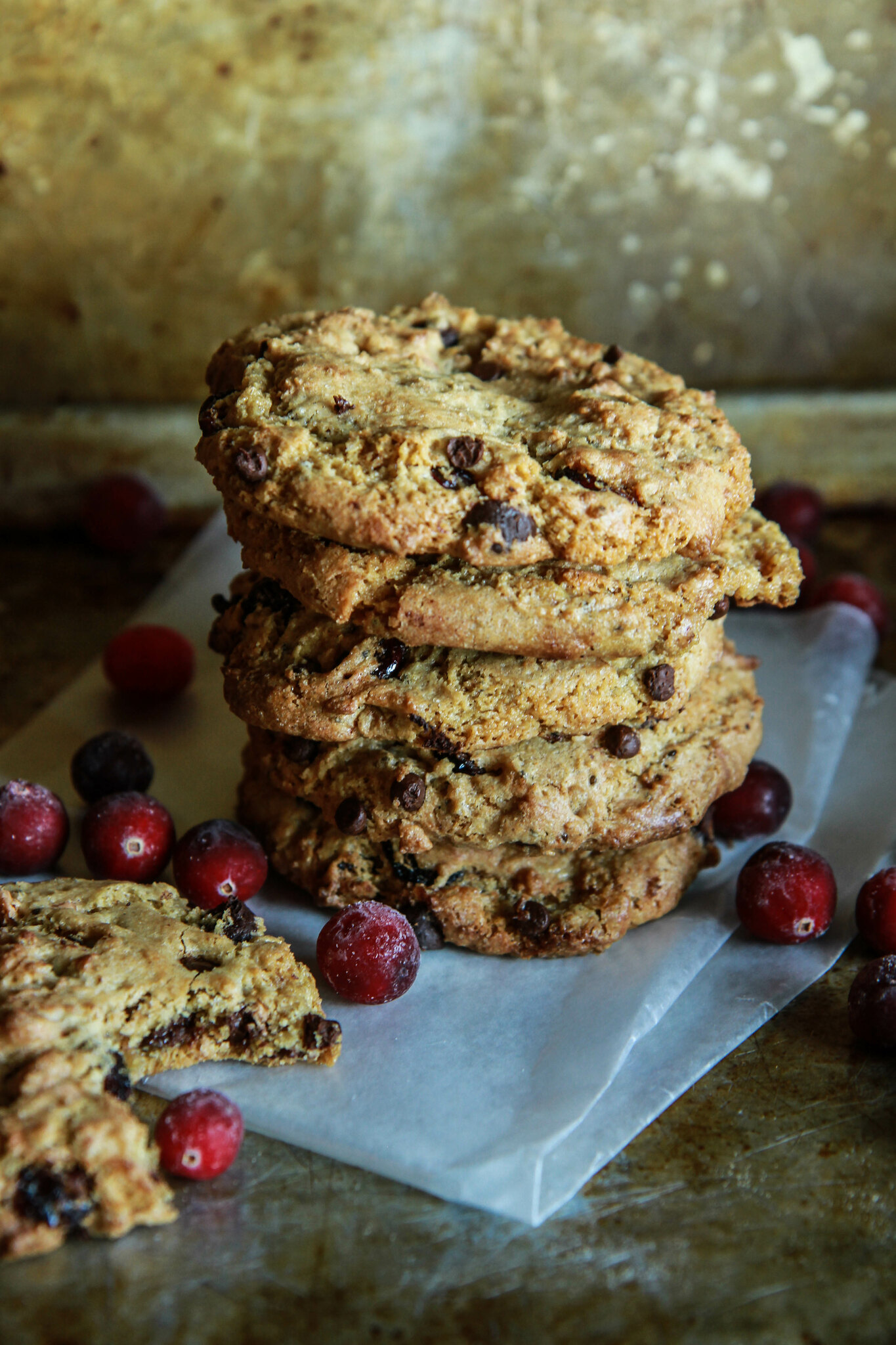 Chewy Chocolate Caramel Cranberry Cookies- Vegan and Gluten Free from heatherchristou.com