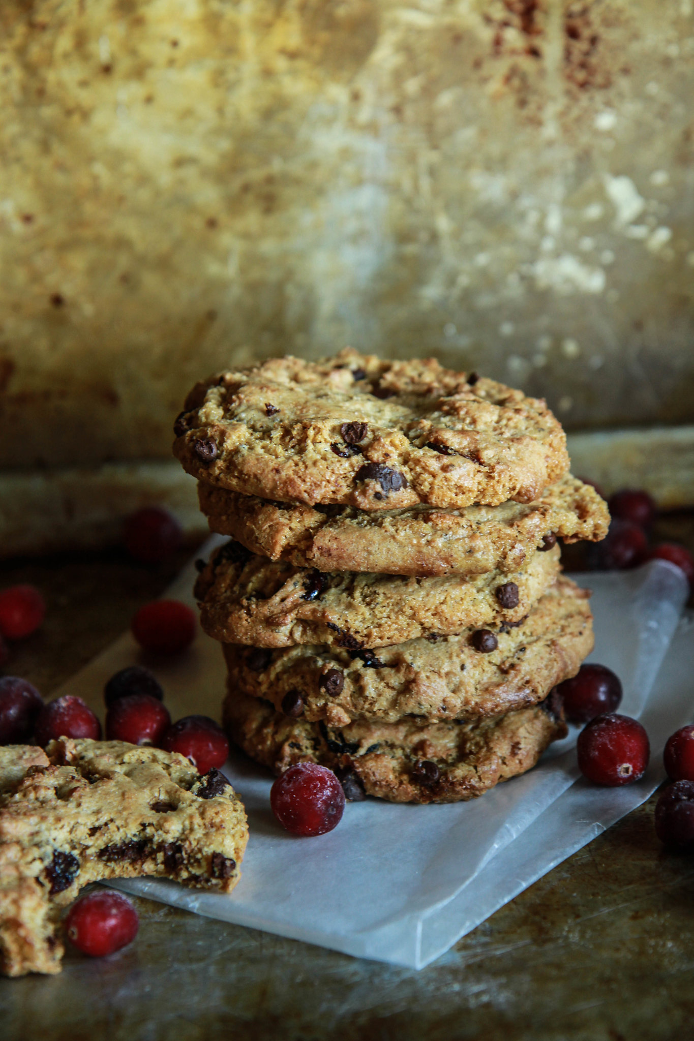 Chewy Chocolate Caramel Cranberry Cookies- Vegan and Gluten Free from heatherchristou.com