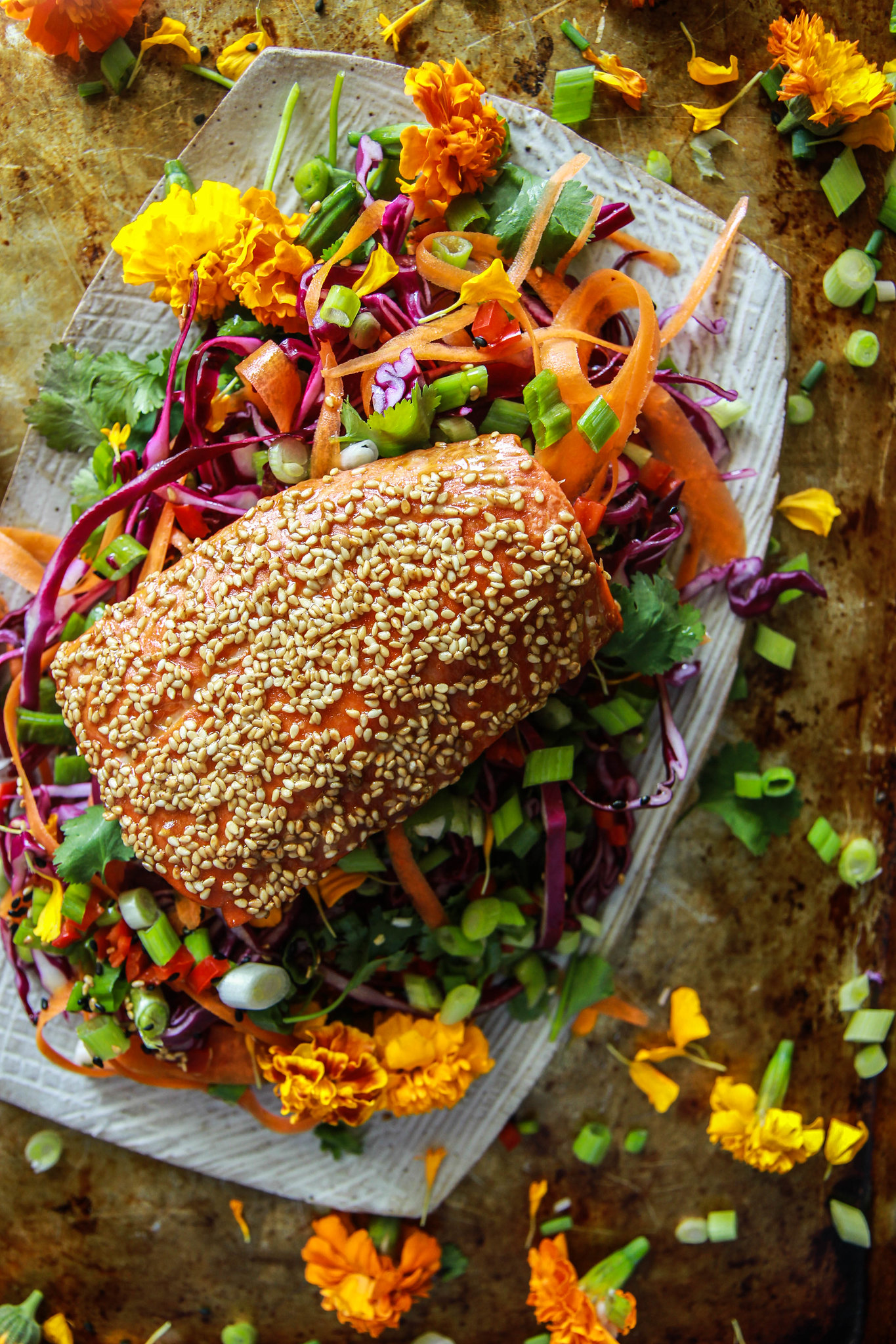 Sesame Crusted Roasted Salmon from heatherchristou.com