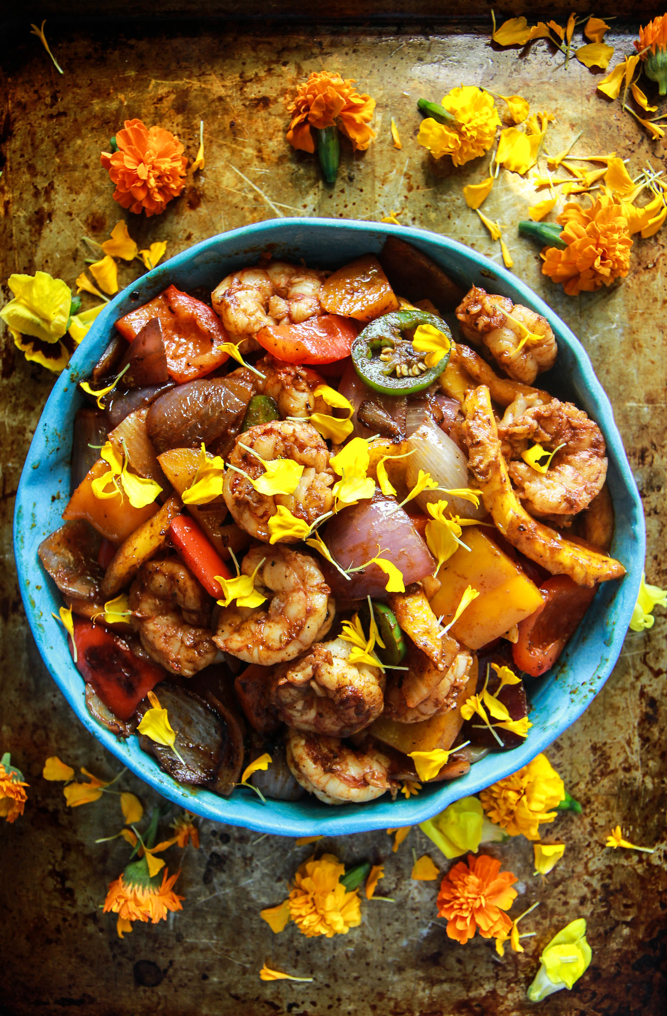 Chili Mango Shrimp Stir Fry from heatherchristou.com