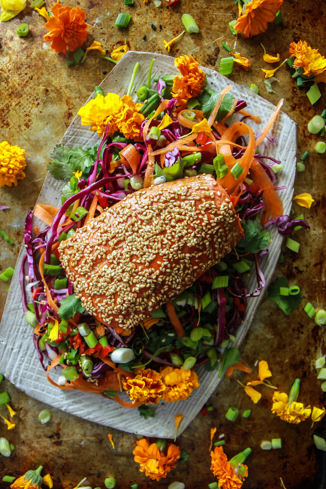 Sesame Crusted Roasted Salmon from heatherchristou.com