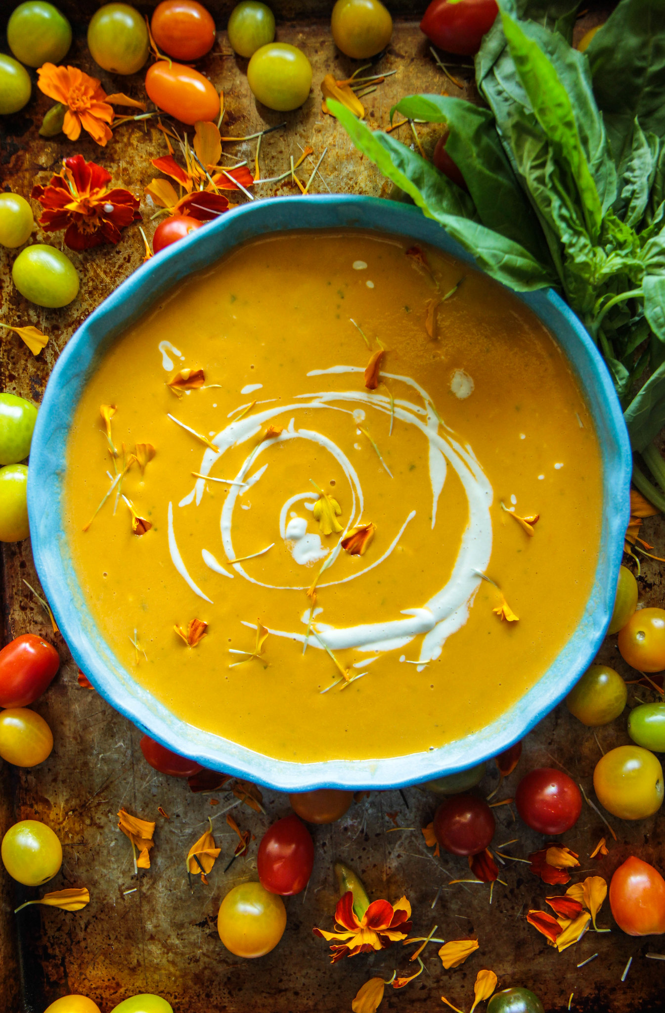 Creamy Vegan Tomato Basil Soup from heatherchristou.com