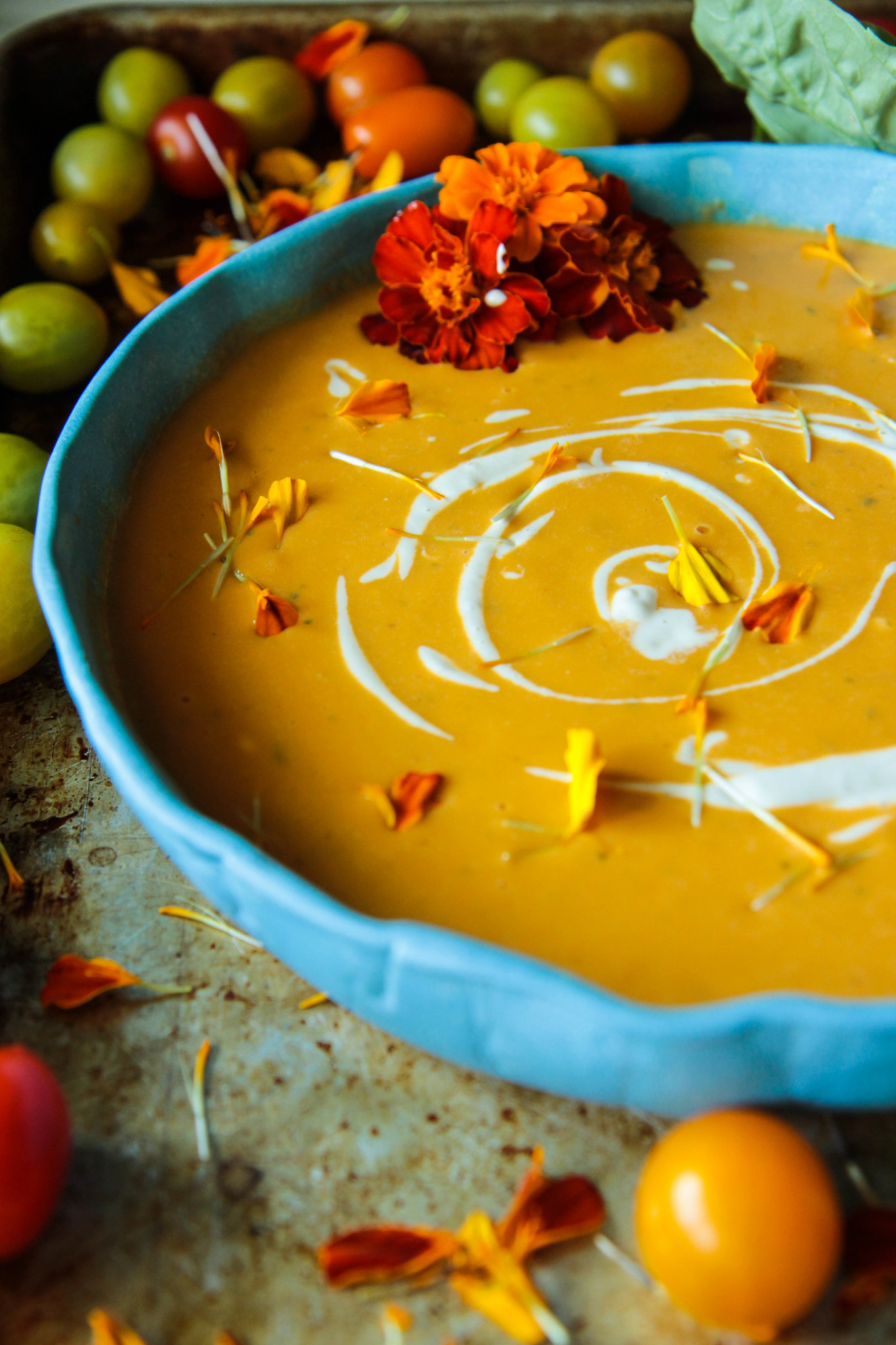 Creamy Vegan Tomato Basil Soup from heatherchristou.com