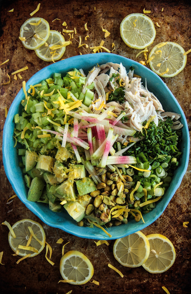 Chicken Avocado Pistachio Salad Keto from heatherchristou.com