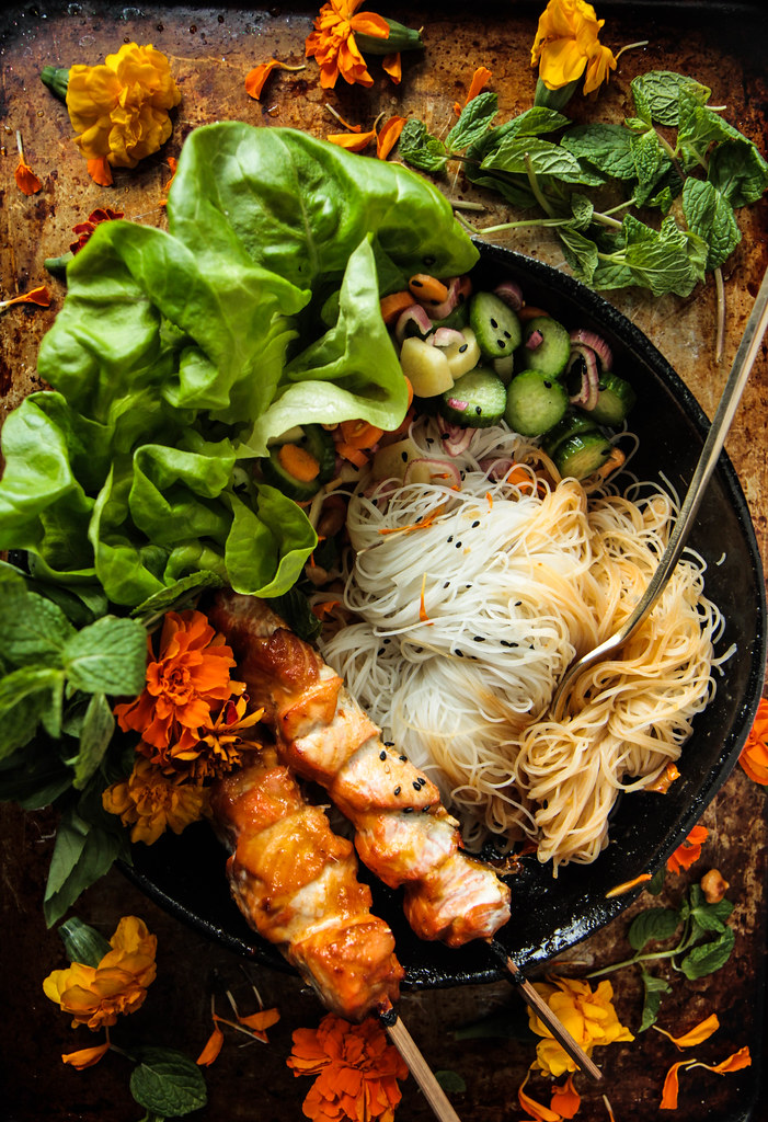 Sticky Sesame Salmon Noodle Bowl from heatherchristou.com