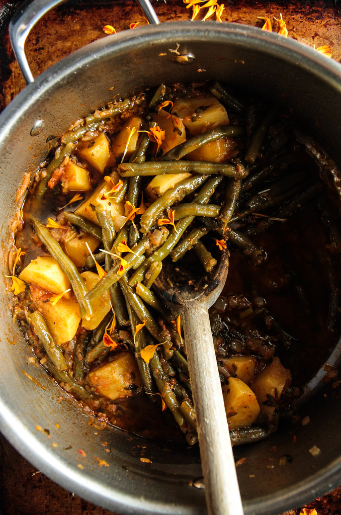 Greek Potatoes and Green Beans from heatherchristou.com