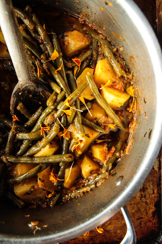 Greek Potatoes and Green Beans from heatherchristou.com