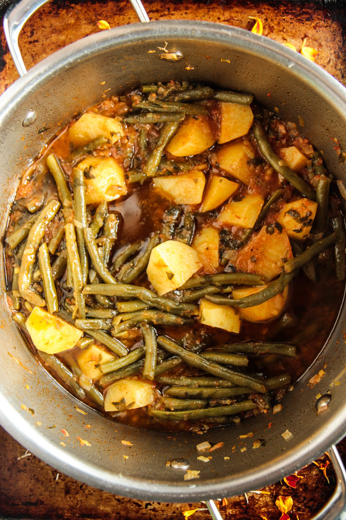 Greek Potatoes and Green Beans from heatherchristou.com