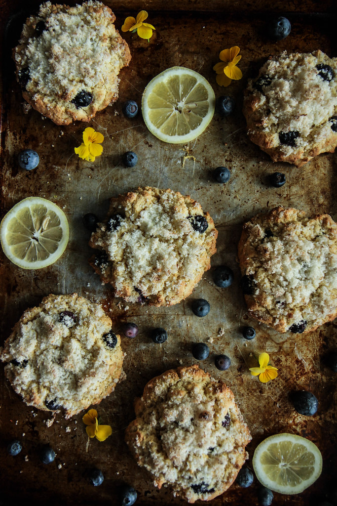 Lemon Blueberry Scones with Lemon Sugar (Vegan aand Gluten-free) from heatherchristou.com