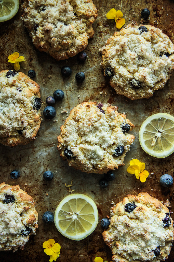 Lemon Blueberry Scones with Lemon Sugar (Vegan aand Gluten-free) from heatherchristou.com