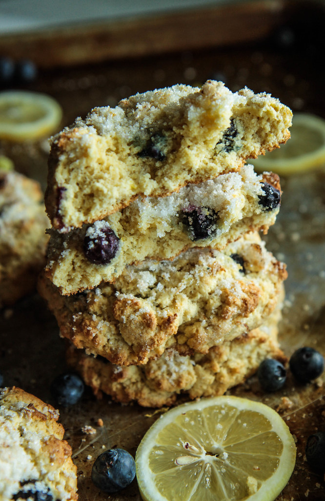 Lemon Blueberry Scones with Lemon Sugar (Vegan aand Gluten-free) from heatherchristou.com