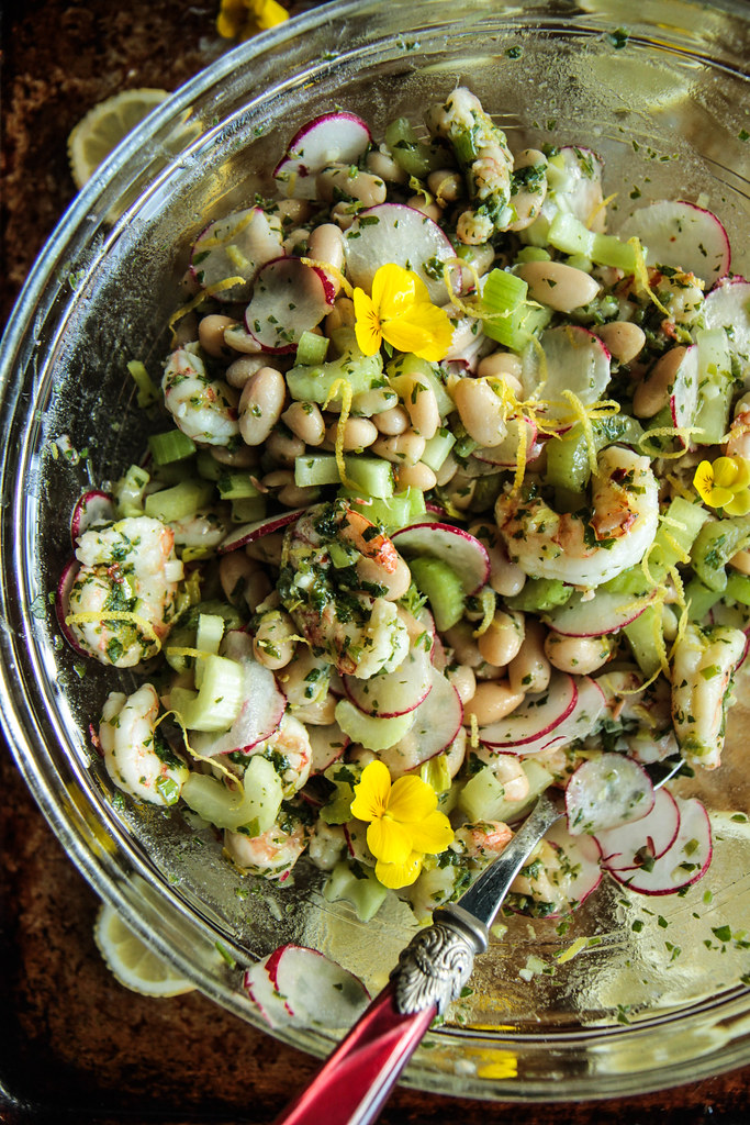 Lemon Shrimp and White Bean Salad from heatherchristou.com