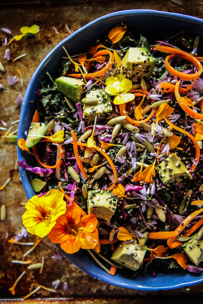 The Best Kale Salad with Sesame Lime Tahini Dressing from heatherchristou.com