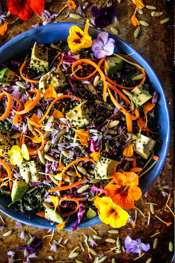 The Best Kale Salad with Sesame Lime Tahini Dressing from heatherchristou.com