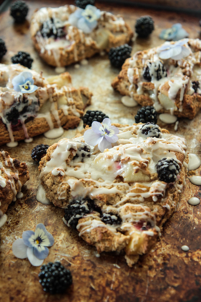 Pear Blackberry Cinnamon Scones (gluten-free and vegan) from heatherchristou.com