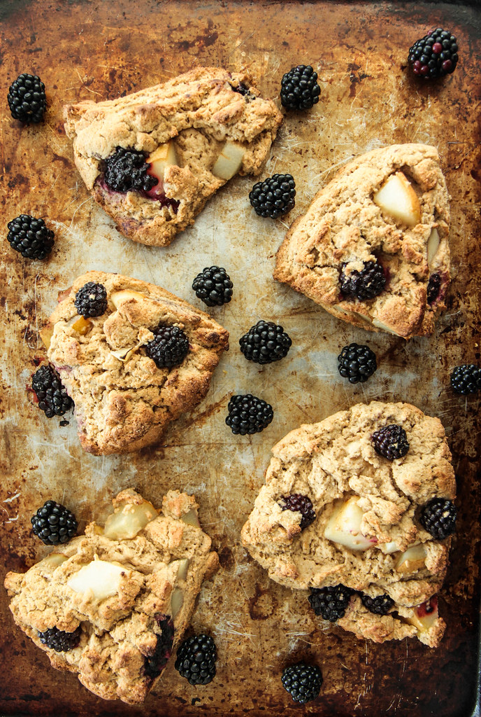 Pear Blackberry Cinnamon Scones (gluten-free and vegan) from heatherchristou.com
