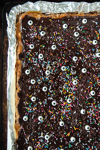 Chocolate Pumpkin Caramel Cookie Bars (gluten-free and vegan) from heatherchristou.com