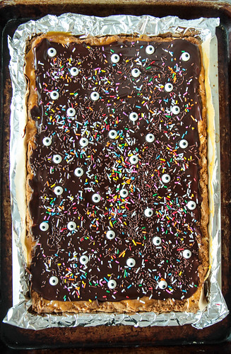 Chocolate Pumpkin Caramel Cookie Bars (gluten-free and vegan) from heatherchristou.com
