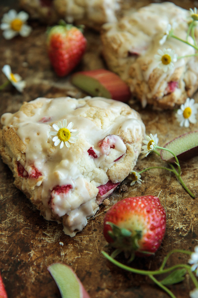 Strawberry Rhubarb Scones (Gluten-free and Vegan) from heatherchristou.com