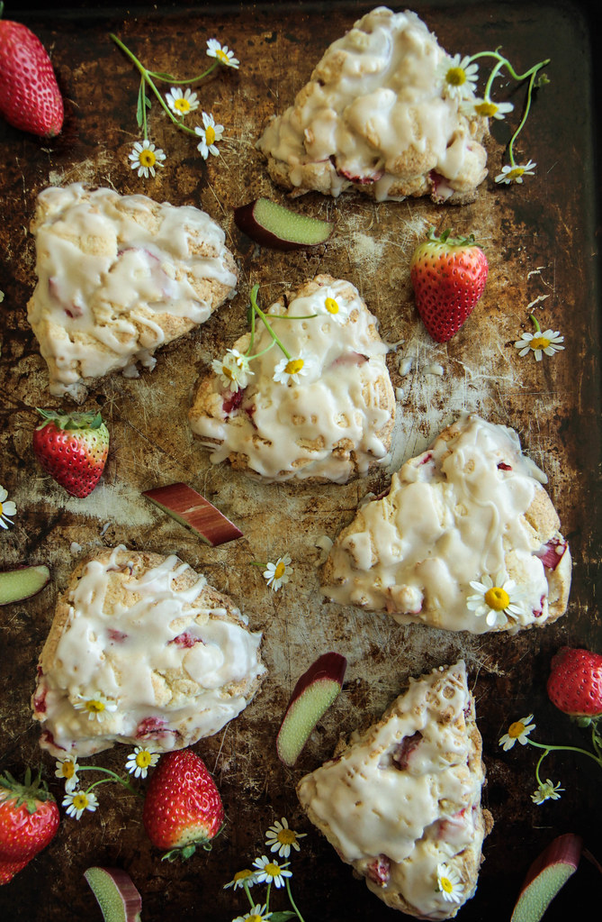 Strawberry Rhubarb Scones (Gluten-free and Vegan) from heatherchristou.com