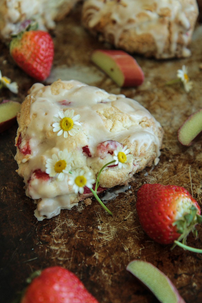 Strawberry Rhubarb Scones (Gluten-free and Vegan) from heatherchristou.com